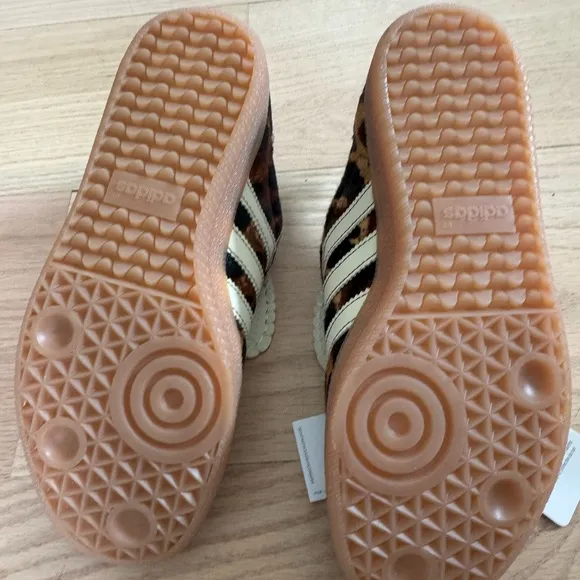 Adidas Brown and Blue Leopard Print Samba Slip-On Sneakers by Wales Bonner