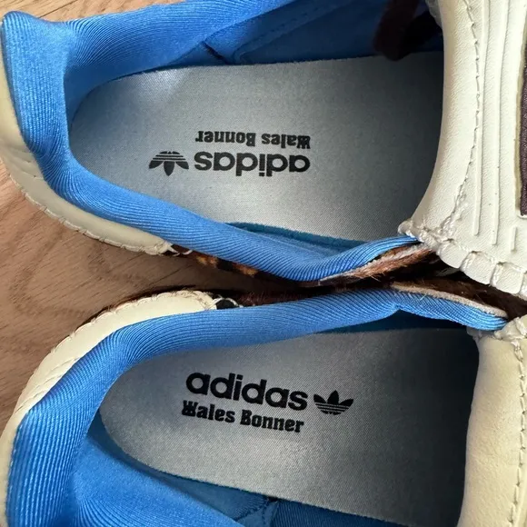 Adidas Brown and Blue Leopard Print Samba Slip-On Sneakers by Wales Bonner