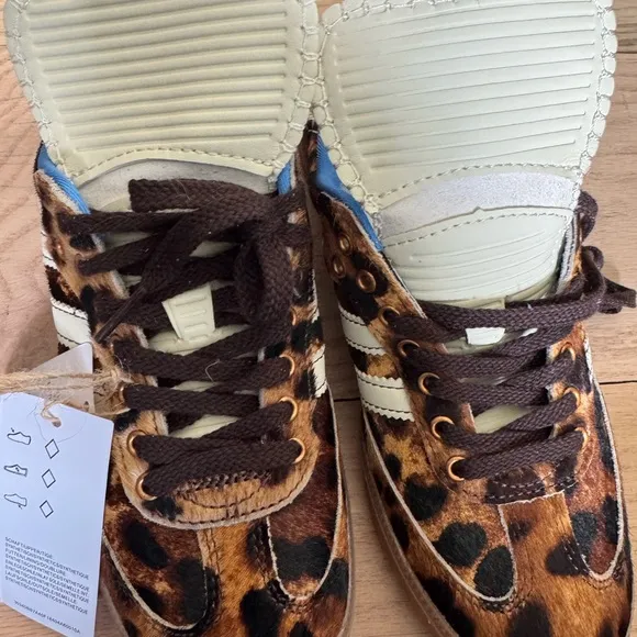 Adidas Brown and Blue Leopard Print Samba Slip-On Sneakers by Wales Bonner