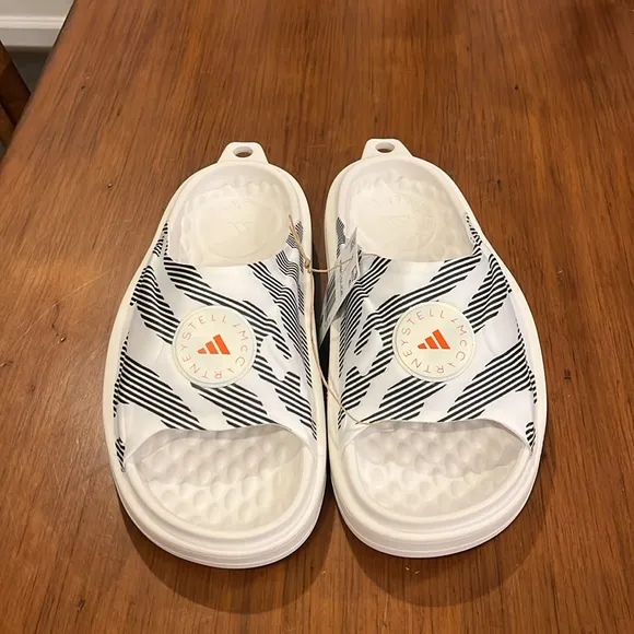 Adidas by Stella McCartney Slide Shoes Sandals new white black Womens Size 8