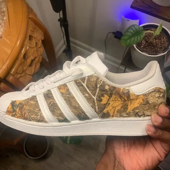 Adidas Camo Sneakers with White Stripes