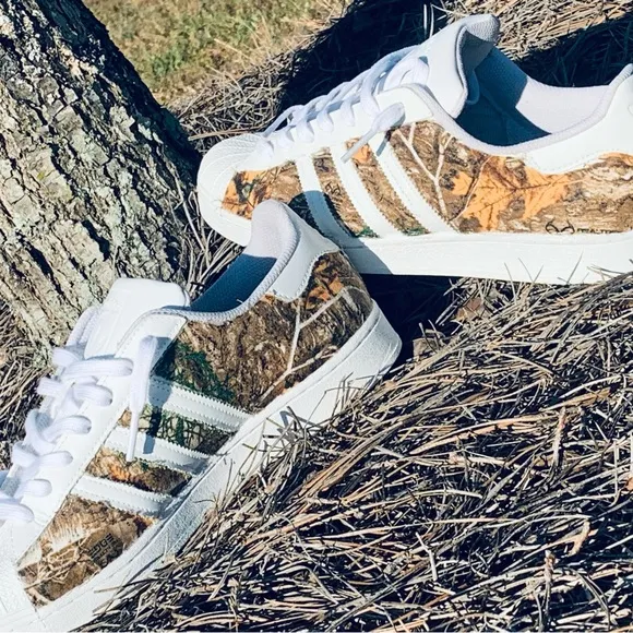 Adidas Camo Sneakers with White Stripes