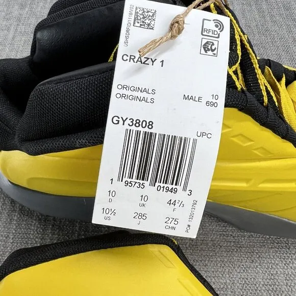 adidas Crazy 1 Sunshine Kobe Bryant Basketball Shoes GY3808 Men’s Size 10.5