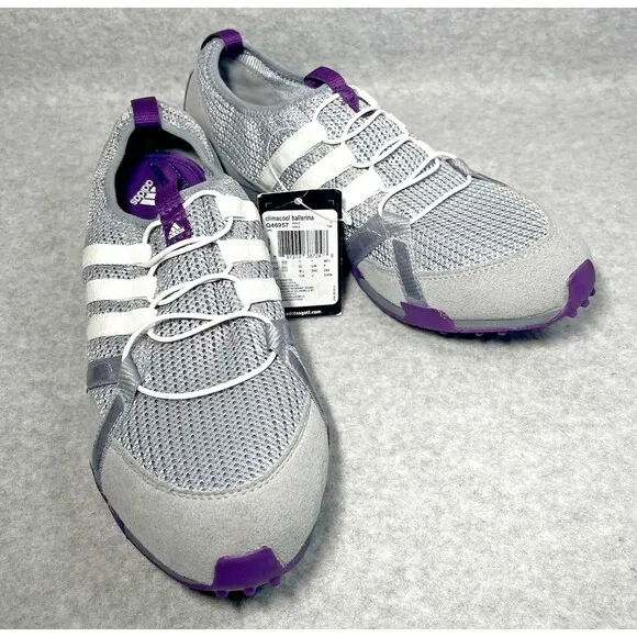 Adidas Golf Shoes Climacool Ballerina Womens 8.5 Gray Purple Lace Up Ultra Light