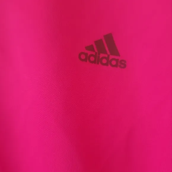 Adidas Hot Neon Bright Pink Black Athletic Long Sleeve Jacket Coat Size L