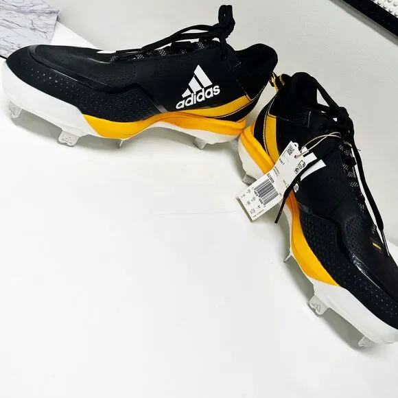 Adidas Icon 7 Black Yellow Baseball Metal Cleats Shoes Men's Size 10