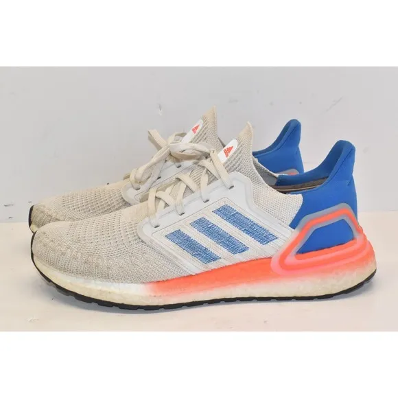 Adidas Men's Ultra Boost 20 Running Shoes Size 10 White Primeknit Lightweight