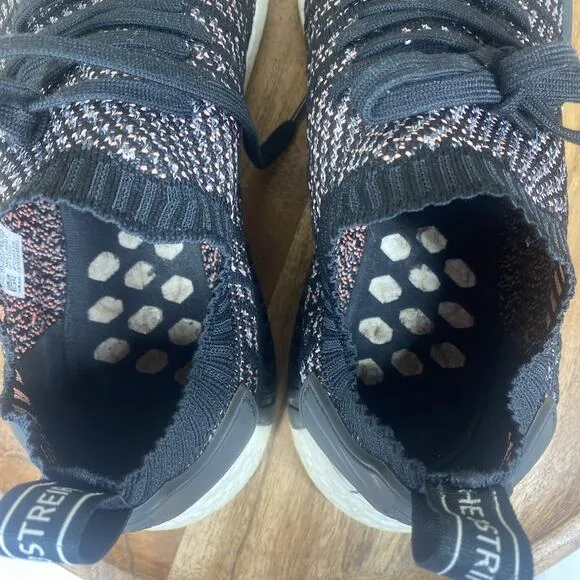 Adidas NMD R1 STLT Primeknit Solar Pink Mens Black Flyknit Size 10.5 Shoes
