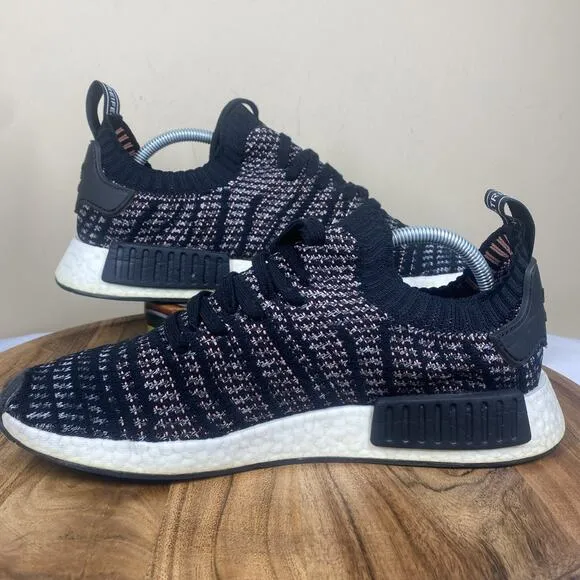Adidas NMD R1 STLT Primeknit Solar Pink Mens Black Flyknit Size 10.5 Shoes
