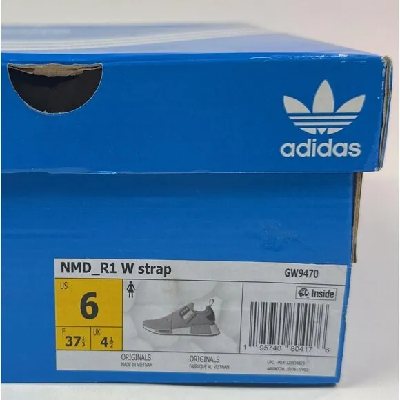 adidas Originals NMD R1 Womens 6 Strap Gray White Running Shoes Sneakers GW9470
