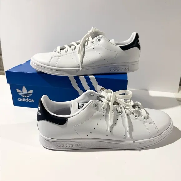Adidas Originals Stan Smith Leather Sneakers Core White Navy Men’s Size 10 NEW
