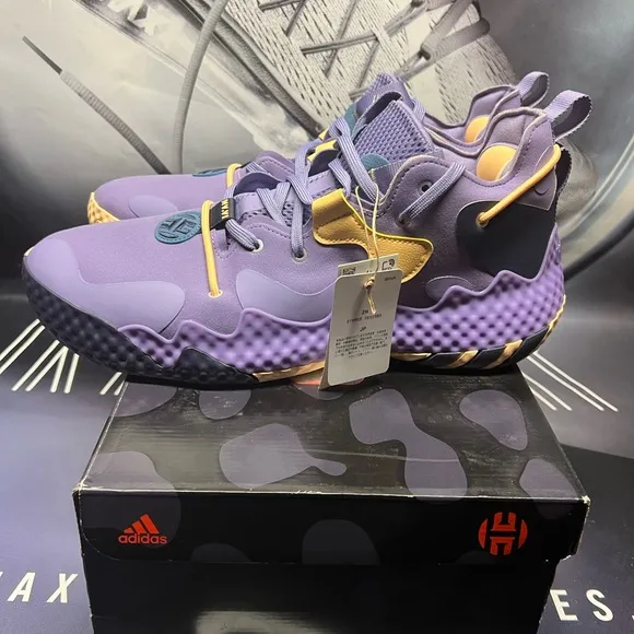 Adidas Purple and Tan Sneakers