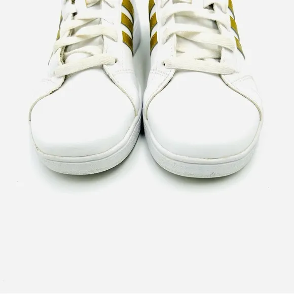 Adidas shoes Baseline K sneakers white and gold men size 7 women size 8.5