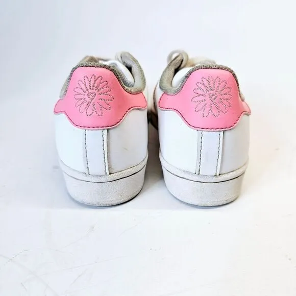 Adidas Superstar White Pink‎ Heart Detail Sneakers Athletic Shoes Girls 4 School