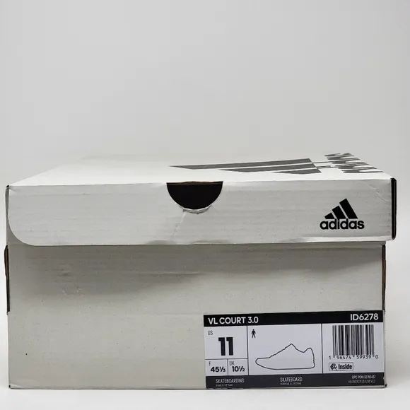 Adidas VL Court 3.0 Men's Size 11 Sneakers Casual Skate Black White ID6278 New