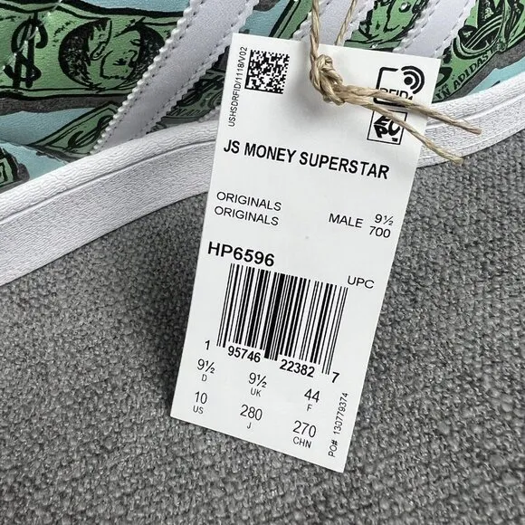 adidas x Jeremy Scott Money Print Superstar Men's Sneakers Shoes HP6596 Mens 10