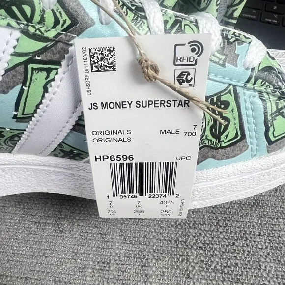 adidas x Jeremy Scott Money Print Superstar Men's Sneakers Shoes HP6596 Mens 7.5