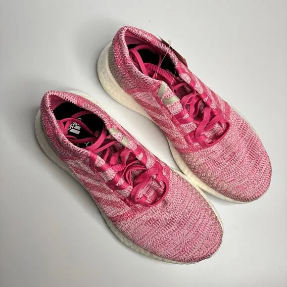 Adidas Youth Unisex Pure Boost Go Running Shoe in Solar Pink/Clear Brown