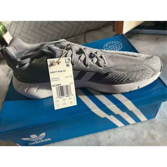 Adidas Swift Run 22 Men's Shoes Athletic Sneakers Grey White GZ3495 - SZ 12