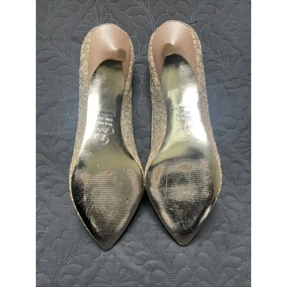 Adrianna Papell LOIS-LC Kitten Heels Blush Valencia 8M Pointed Lace Prom w/Box