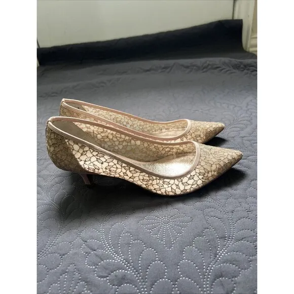 Adrianna Papell LOIS-LC Kitten Heels Blush Valencia 8M Pointed Lace Prom w/Box
