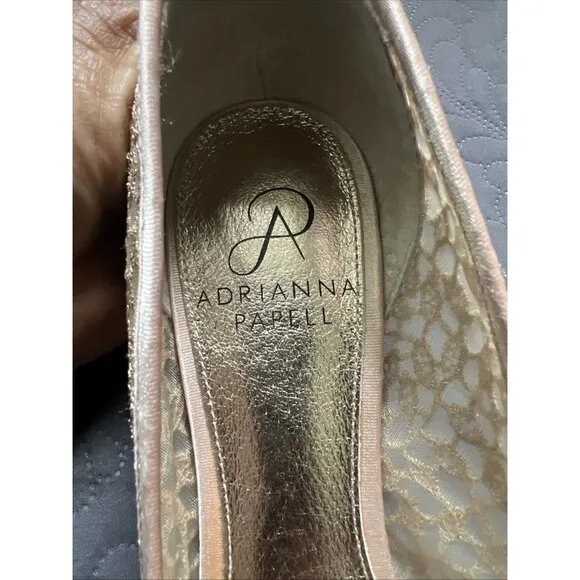 Adrianna Papell LOIS-LC Kitten Heels Blush Valencia 8M Pointed Lace Prom w/Box