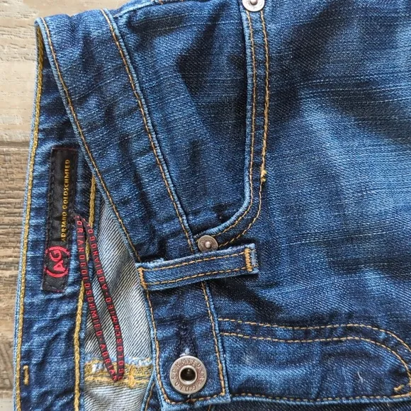 ADRIANO GOLDSCHMIED bootcut jeans style #HN1013-PUR med wash lowrise 25x35L tall