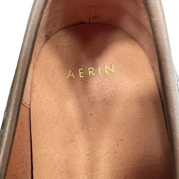 Aerin Marsden Leather Cut Out Slip On Sneakers Greenish Brown Size 10