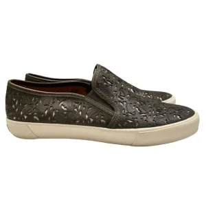Aerin Marsden Leather Cut Out Slip On Sneakers Greenish Brown Size 10
