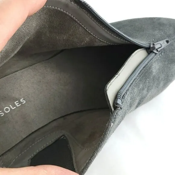 Aerosoles Allowance Women's Grey Suede Leather Ankle Boots Zip Up Wide Size 9W