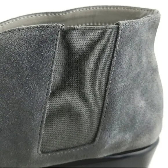 Aerosoles Allowance Women's Grey Suede Leather Ankle Boots Zip Up Wide Size 9W