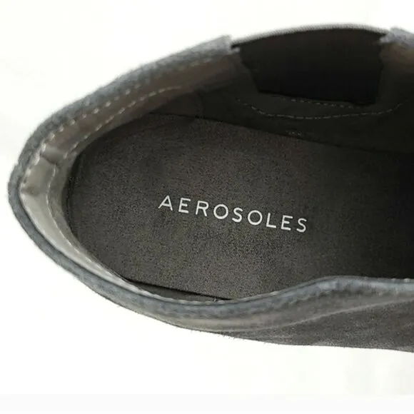 Aerosoles Allowance Women's Grey Suede Leather Ankle Boots Zip Up Wide Size 9W