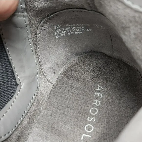 Aerosoles Allowance Women's Grey Suede Leather Ankle Boots Zip Up Wide Size 9W