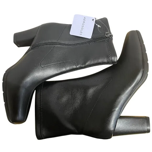Aerosoles Cinnamon Boot in Black Womens Size 6 Heeled Ankle Boots Side Zip