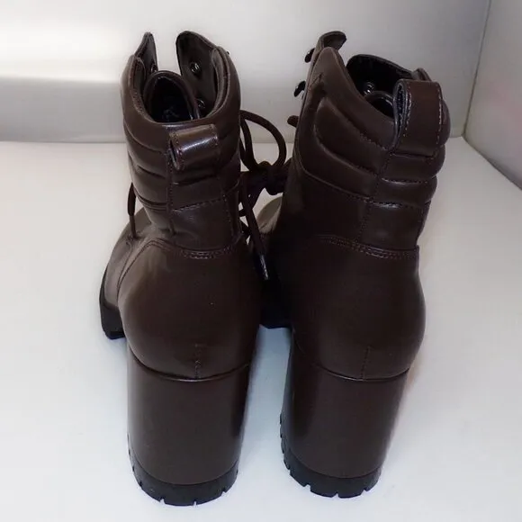Aerosoles Esen Brown Lace Up Ankle Combat Boots Size 9  Faux Leather  $165 New