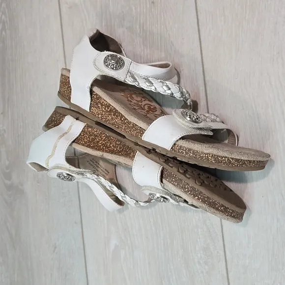 Aetrex Women Jillian Braided Quarter strap Hook&amp;loop Wedge Sandals shoes 7