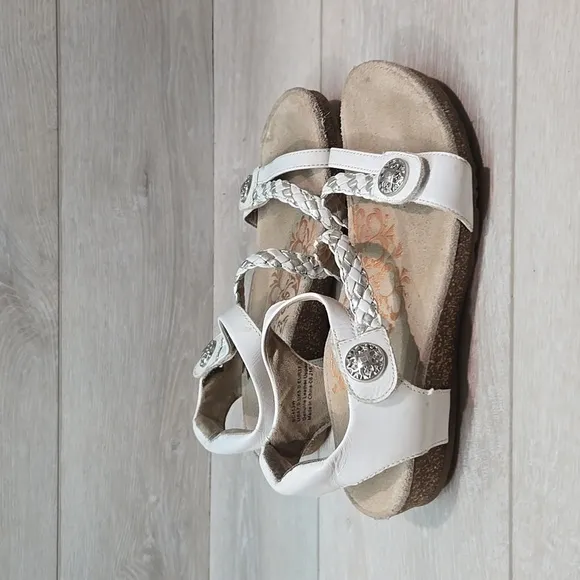 Aetrex Women Jillian Braided Quarter strap Hook&amp;loop Wedge Sandals shoes 7