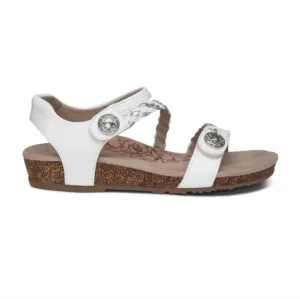 Aetrex Women Jillian Braided Quarter strap Hook&amp;loop Wedge Sandals shoes 7