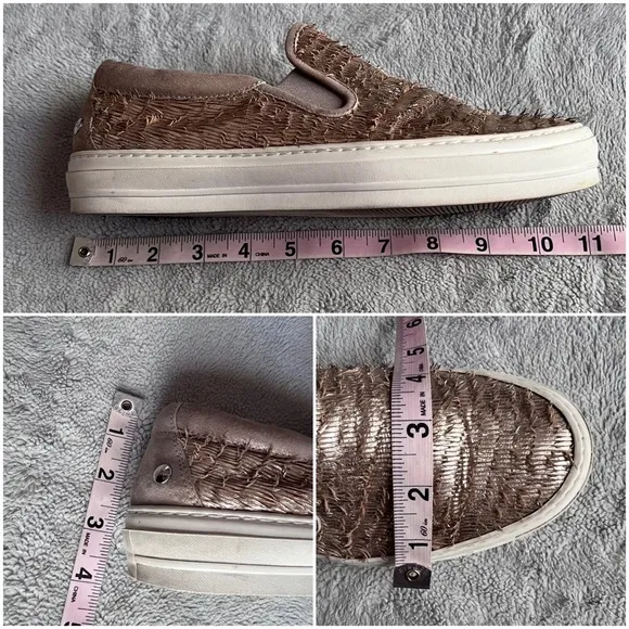 AGL Attilio Giusti Leombruni Textured Fringe Leather Slip-On Sneakers Platinum