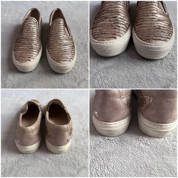 AGL Attilio Giusti Leombruni Textured Fringe Leather Slip-On Sneakers Platinum