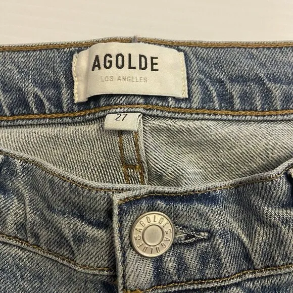 Agolde Nico High Rise Slim Fit Denim Blue Jeans Button Fly Ankle Women’s Size 27