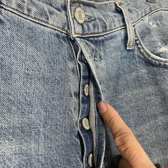 Agolde Nico High Rise Slim Fit Denim Blue Jeans Button Fly Ankle Women’s Size 27
