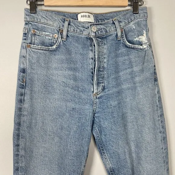 Agolde Nico High Rise Slim Fit Denim Blue Jeans Button Fly Ankle Women’s Size 27