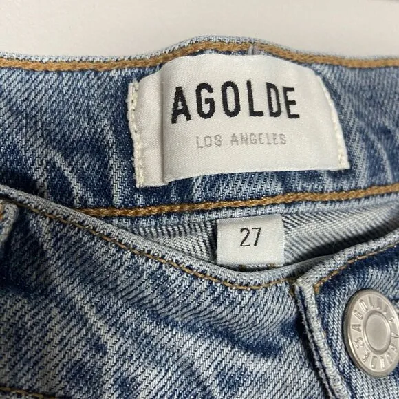 Agolde Nico High Rise Slim Fit Denim Blue Jeans Button Fly Ankle Women’s Size 27
