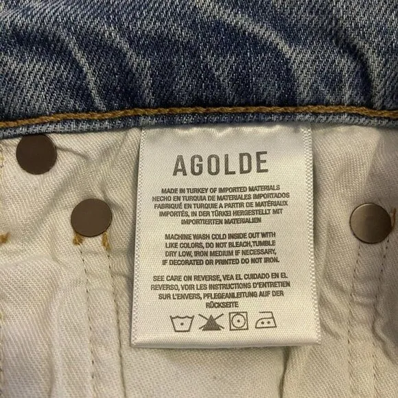 Agolde Nico High Rise Slim Fit Denim Blue Jeans Button Fly Ankle Women’s Size 27