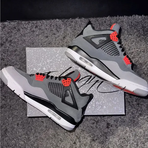 Air Jordan Gray and Red Sneakers