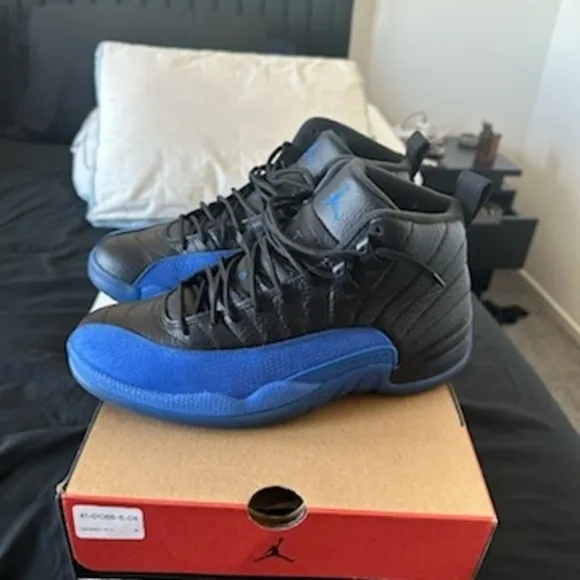 Air Jordan Retro 12 Black and Blue Sneakers