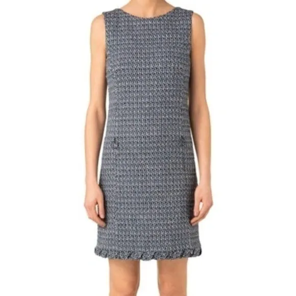 Akris Punto. Sleeveless Denim Tweed Shift Dress.