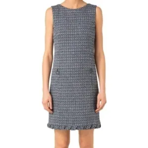Akris Punto. Sleeveless Denim Tweed Shift Dress.