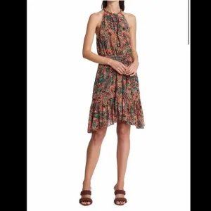 A.L.CKaplan Floral Halter Dress In Coralgree